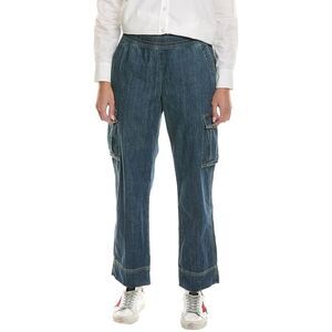 James Perse Womens  Washed Medium Wash Cargo Jean, Blue